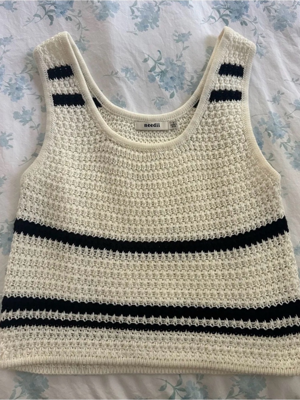 Needli Cream Knit Tank with Black Stripes